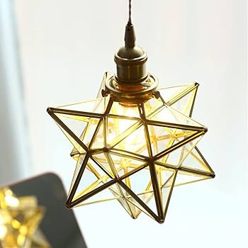 Amazon.co.jp : ペンダントライト星 サイズS 北欧 ガラス真鍮